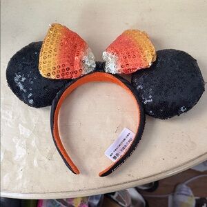 Sequin Black and Orange Mickey Ears Headband